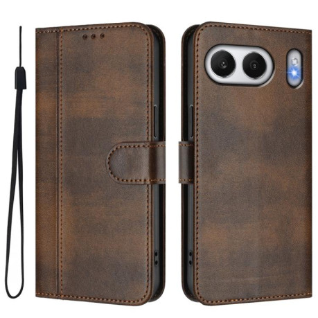 Чехол-книжка Line Splicing эко-кожа Ретро на OnePlus Nord 4 - коричневый