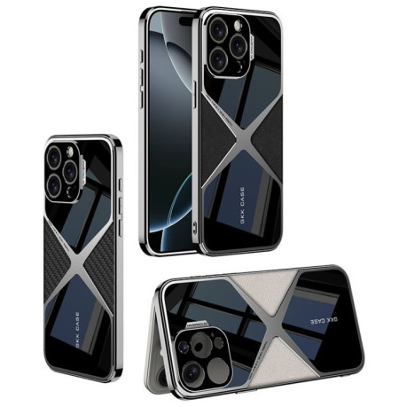 Противоударный чехол GKK Leather Electroplating Supersonic Speed Shockproof для iPhone 16 Pro - белый