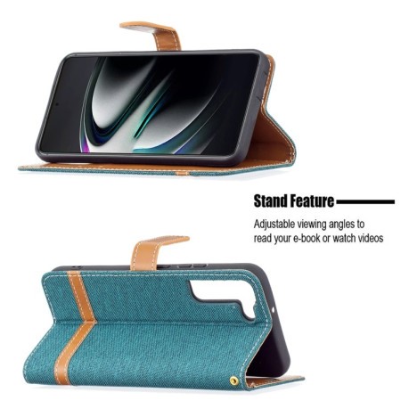 Чехол-книжка Color Matching Denim Texture на Samsung Galaxy S22 Plus 5G - зеленый
