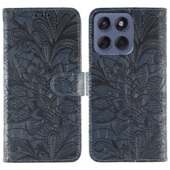 Чехол-книжка Lace Flower Embossing для Motorola Edge 60 Fusion 5G - синий