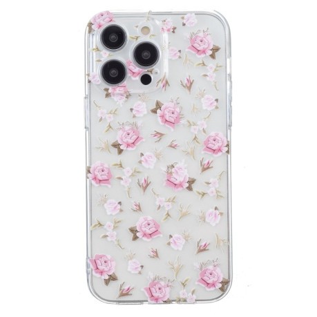 Чехол Colored Drawing Pattern Transparent  Series на iPhone 16 Pro Max - Pink Floral