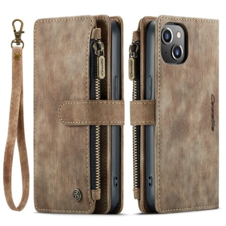 Кожаный чехол-кошелек CaseMe-C30 для iPhone 14 - коричневый