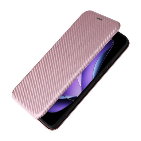 Чохол-книжка Carbon Fiber Texture на OPPO Reno13 F/Reno13 FS - рожевий