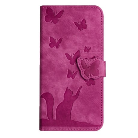 Чохол-книжка Cat Embossing Pattern  для Samsung Galaxy S25 Ultra 5G - рожевий