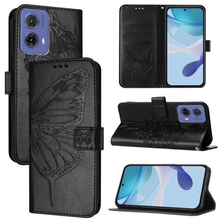 Чехол-книжка Embossed Butterfly для Motorola Moto G85 - серый