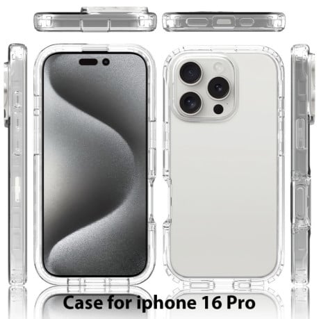 Чохол Dual-color Clear TPU Hybrid PC Shockproof для iPhone 16 Pro - прозорий