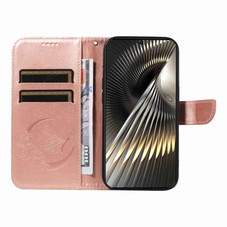 Чехол-книжка Swallowtail Butterfly Embossed Leather для Xiaomi Poco F6 - розовое золото