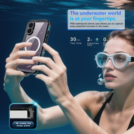 Противоударный чехол RedPepper IP68 Waterproof MagSafe для iPhone 17 - черно-синий