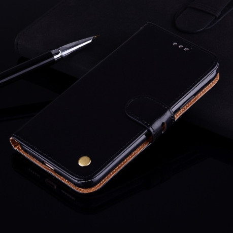 Кожаный чехол-книжка Business Style Oil Wax Texture на iPhone XS Max- черный