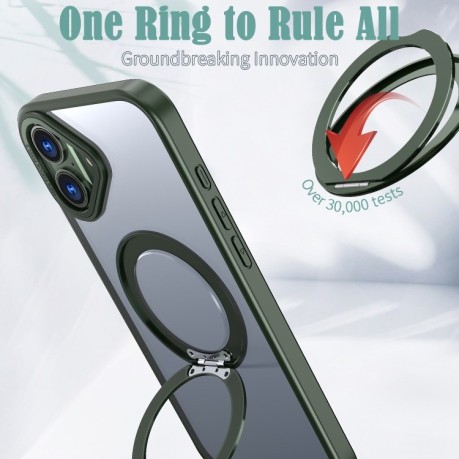 Противоударный чехол Wing Series MagSafe Magnetic Ring Holder для iPhone 16 Plus - зеленый