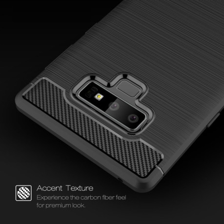 Протиударний чохол Brushed Texture Carbon Fiber на Galaxy Note 9 червоний