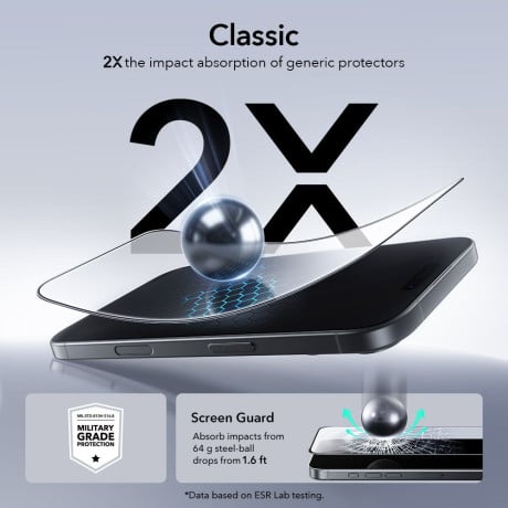 Комплект захисного скла ESR UltraFit Tempered Glass 2-pack на iPhone 16 Pro/17 - transparent