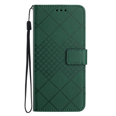 Чехол-книжка Rhombic Grid Texture для OnePlus 12 5G Global - зеленый