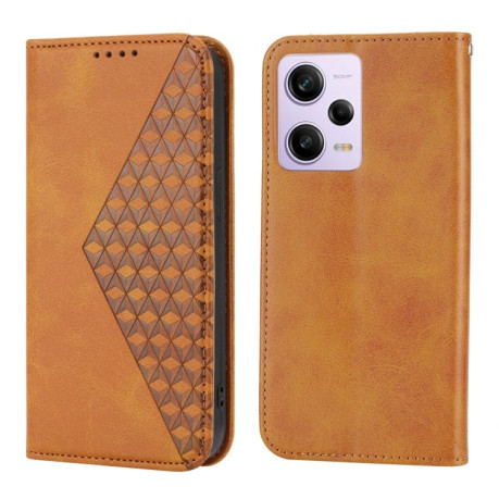 Чохол-книжка Cubic Grid Calf Texture для Xiaomi Redmi Note 12 Pro 5G/Poco X5 Pro - жовтий