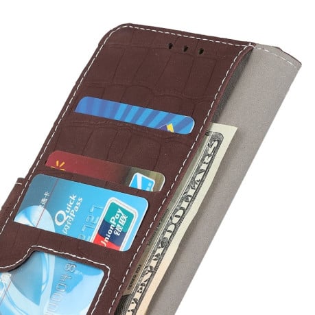 Чехол-книжка Magnetic Crocodile Texture на Samsung Galaxy S22 Ultra 5G - коричневый