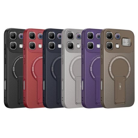 Протисударний чохол Carbon Fiber Texture (MagSafe) для Infinix Note 60 / 60 Pro 5G — червоний