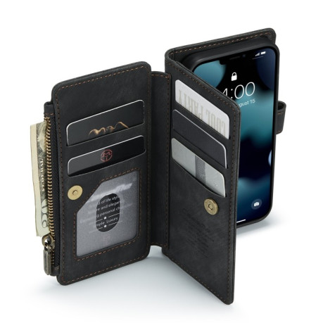 Шкіряний чохол-гаманець CaseMe-C30 для iPhone 13 mini - чорний