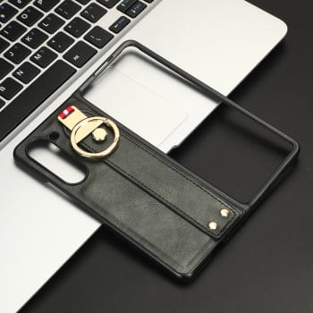 Противоударный чехол Wristband Leather Back для Samsung Galaxy Fold5 - зеленый