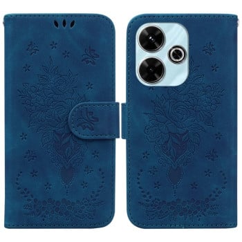 Чехол-книжка Butterfly Rose Embossed для Xiaomi Poco M6 4G - синий