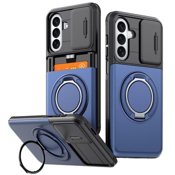 Чехол Escase со шторкой камеры и картодержателем на Galaxy A56 5G / A37 5G / A27 5G — синий