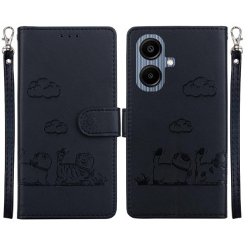 Чехол-книжка с тиснением &quot;Cute Cats&quot; и защитой от сканирования RFID на Samsung Galaxy A07 4G / A06 4G / 5G - черный