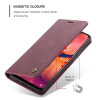 Шкіряний чохол-книжка CaseMe-013 Multifunctional Retro Frosted Horizontal Flip на Samsung Galaxy A20 / A30-винно-червоний