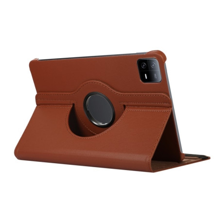Чехол-книжка 360 Degree Rotation Litchi для Xiaomi Pad 7 Pro / Pad 7 - коричневый