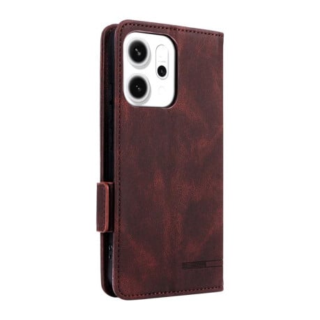 Чехол-книжка Magnetic Clasp Flip на OPPO Reno14 F 5G / 4G - коричневый