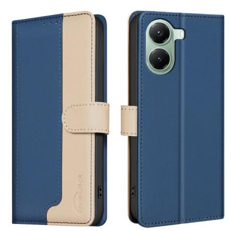 Чехол-книжка Color Matching RFID Anti-theft Leather для Xiaomi Poco X7 Pro - синий