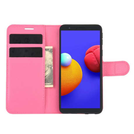Чехол-книжка Litchi Texture на Samsung Galaxy A01 Core / M01 Core - пурпурно-красный