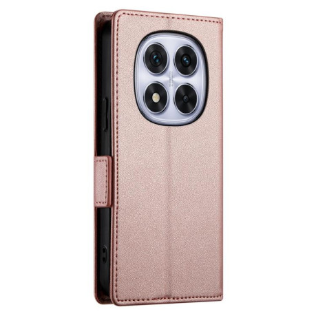 Чехол-книжка Side Buckle Magnetic Frosted Leather для Xiaomi Redmi Note 14 Pro 4G - розовое золото