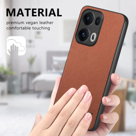 Чехол Twill Fabric Leather Skin Back для OPPO Reno13 Global - коричневый