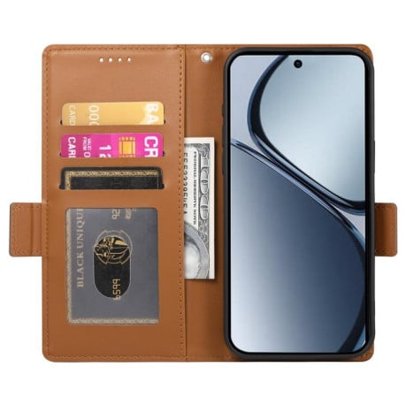 Чохол-книжка Side Buckle Magnetic Frosted Leather на Realme C75 / Realme 14x - коричневий
