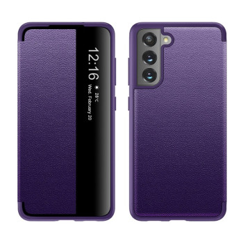 Чехол-книжка Side Window View на Samsung Galaxy S21 FE - фиолетовый