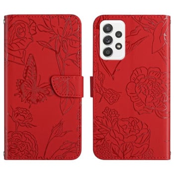 Чехол-книжка Butterfly Peony Embossed для Samsung Galaxy A23 4G - красный