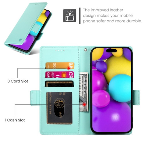 Чехол-книжка Side Buckle Magnetic Frosted Leather для iPhone 16 - зеленый