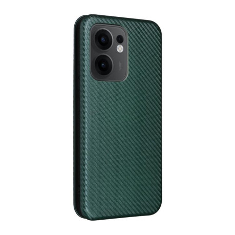 Чехол-книжка Carbon Fiber Texture на OPPO Reno13 F/Reno13 FS - зеленый