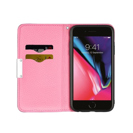 Чехол-книжка Litchi Texture Solid Color на iPhone SE 3/2 2022/2020/7/8 -  розовый