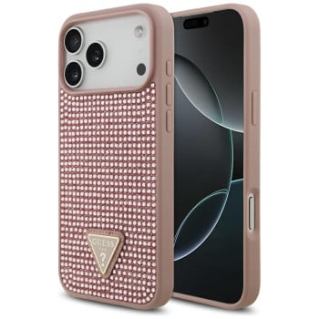 Оригинальный чехол Guess Rhinestone Triangle Logo на iPhone 17 Pro Max - Pink