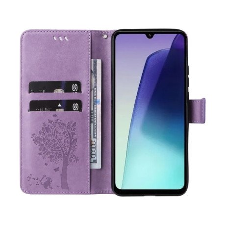 Чохол-книжка Happy Cat Pattern для Xiaomi Redmi 14C 4G/Poco C75/Redmi A4 5G - фіолетовий
