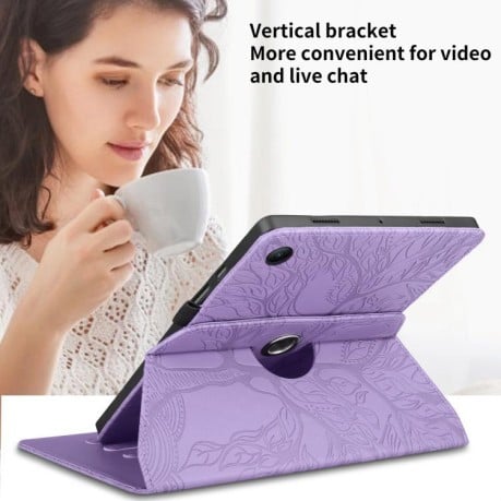 Чехол-книжка Tree Life Embossed Rotation Leather на Xiaomi Redmi Pad 2 SE 9.7 2026 — фиолетовый