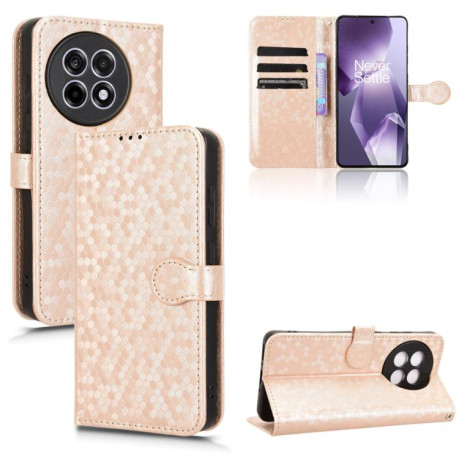 Чехол-книжка Honeycomb Dot для OnePlus 13R/Ace 5/Ace 5 Pro - золотой