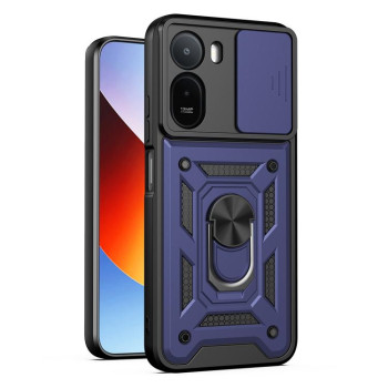 Чехол со шторкой на камеру Sliding Camshield и подставкой на Xiaomi Redmi A7 Pro 4G / Poco C85x — синий