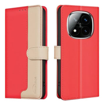 Чохол-книжка Color Matching RFID Anti-theft Leather для Xiaomi Redmi Note 14 Pro 4G - червоний