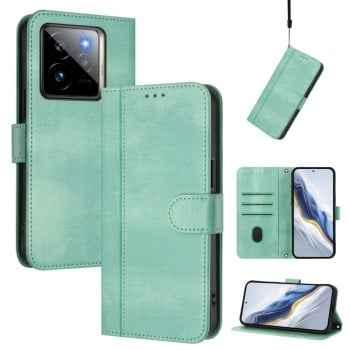 Противоударный чехол Racing Line Splicing Buckle Retro Leather для Realme GT 7 Pro - светло-зеленый