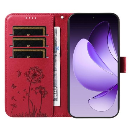 Чехол-книжка Dandelion Embossed Pattern Flip Leather для OPPO Reno13 Pro Global - красный
