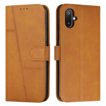 Чехол-книжка со строчкой и фактурой Calf на Samsung Galaxy M06 5G - желтый