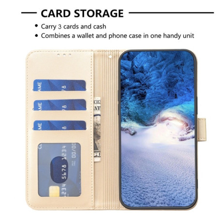 Чехол-книжка Four-leaf Clasp Embossed на Xiaomi Redmi Note 14 5G/Poco M7 Pro 5G - золотой