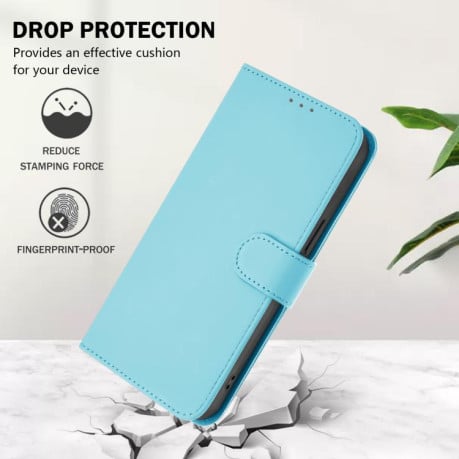 Чехол-книжка с мягким покрытием (Skin Feel) со шнурком на Xiaomi Poco M7 4G 169mm - голубой