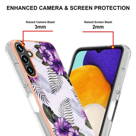 Противоударный чехол Electroplating IMD для Samsung Galaxy A13 5G - Purple Flower
